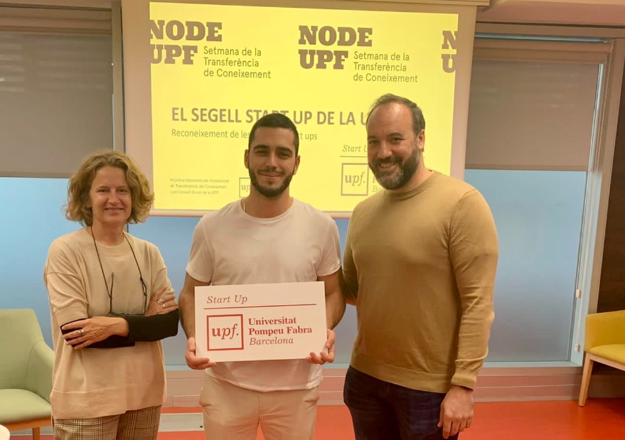 Laia de Nadal i Albert Domingo lliure el Segell Start-UP UPF a Mario Jurado Imatge inicial - Laia de Nadal i Albert Domingo lliure el Segell Start-UP UPF a Mario Jurado